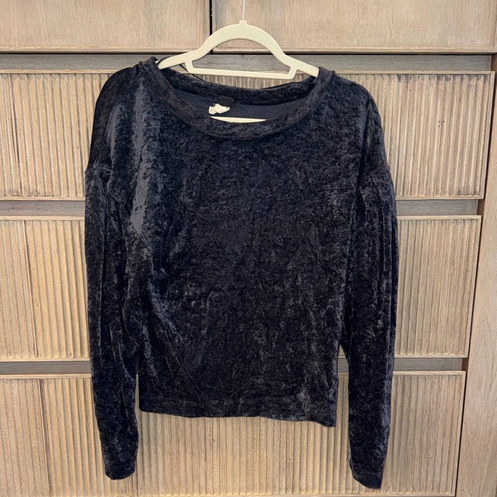 We The Free Black Velvet Long Sleeve Top